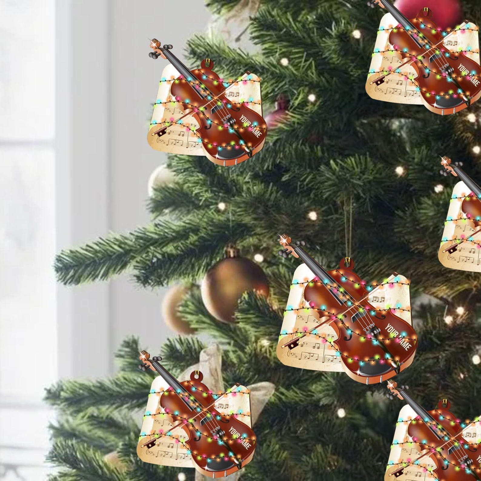 Personalized Musical Instruments Ornament, Violin Ornament Custom Names