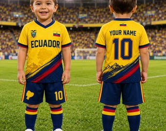 Camiseta de fútbol personalizada de Ecuador para niños, camiseta de fútbol de Ecuador, camiseta de Ecuador con nombre y número personalizados para adultos y jóvenes, camiseta de fútbol de Ecuador, regalo para aficionados