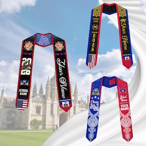 Custom Haitians American Flag Graduation Sash 2026, Personalized Haiti Graduation Stole, Haitians Graduation Sash 2026, Graduation Gifts
