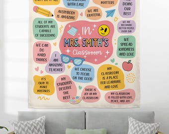 Custom Composition Notebook Welcome To Classroom Tapestries, Class Banner, Groovy Classroom Decor, Back To School, First Day of School