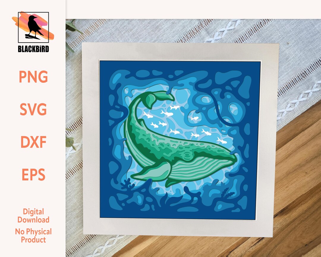 3D Layered Paper Art, Shadow Box Craft SVG - Deep Blue Sea - WHALE ...