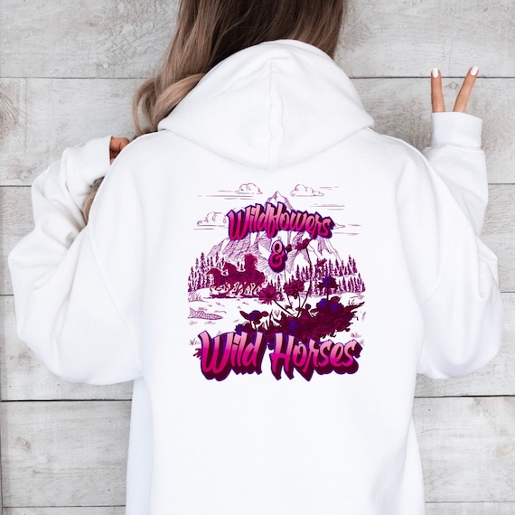 Wildflowers Wild Horses Hoodie: Country Western Clothing UK