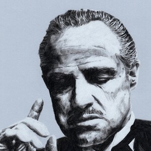 The Godfather Vito Corleone Hand Drawn Pencil Portrait Print