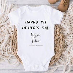 Happy 1st Fathers Day Baby Vest Grow, Best Dad Ever, Personalised Birthday Gift, Personalised First Father&#39;s Day Baby Vest, Fathers Day Gift