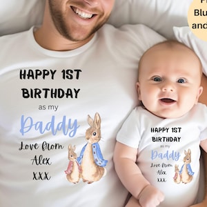 Happy Birthday Daddy Bunny Baby Outfit, Happy Birthday Mummy/Nanny/Grandad Baby Grow, Happy Birthday Mummy Baby Vest, First Birthday Mummy
