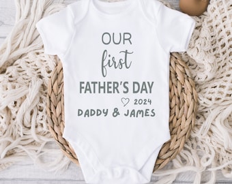 Personalised Our First Father's Day Baby Vest, Fathers Day Babygrow, 1st Fathers Day Daddy and Baby Gift, Custom New Fathers Day Baby Gift