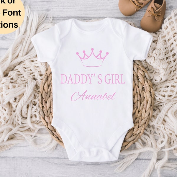 Personalised Daddy's Girl Baby Grow Vest, First Father's Day Babygrow, Happy Fathers Day Personalised Baby Vest Grows, 1st Father's Day Gift