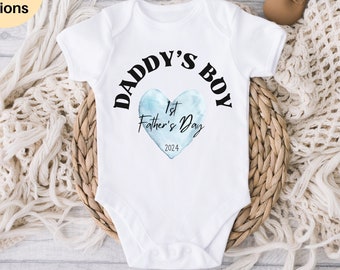 Personalised 1st Father's Day Baby Vest, First Fathers Day Gift, Personalised Daddy's Boy Baby Vest, Happy Fathers Day, Fathers Day Outfit