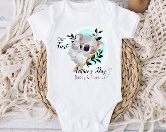 Personalised Fathers Day Baby Grow, Sloth Baby Grow, Fathers Day Baby Vest, Our First Fathers Day Onesie, Happy Fathers Day Baby Vest Grow