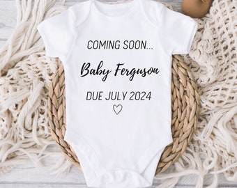Personalised Pregnancy Announcement Baby Vest, Coming Home Gift, Gender Reveal Gift, Due Date Reveal Gift, New Mum and Dad, Baby Shower Gift