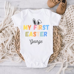 Personalised Baby First Easter Outfit, My 1st Easter New Baby Gift, My First Easter Rabbit Babygrow, Easter Babygrow, First Easter Baby Bib