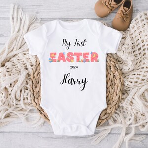 Easter Gift for New Baby, My First Easter Sleepsuit, Babies First Easter Baby Vest, Easter Baby Personalised Bib, First Easter Bodysuit Vest