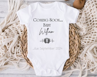 Baby Announcement Onesie, Coming Soon Baby Vest, Pregnancy Reveal Outfit, Surprise Pregnancy Announcement Bib, Personalized New Arrival Gift