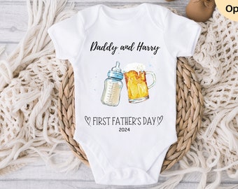 Our First Fathers Day Personalised Baby Grow, Personalised First Father's Day Baby Vest, Custom Fathers Day Baby Grow, Daddy and Baby Gift