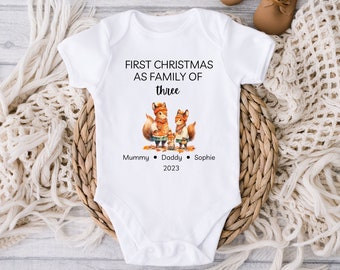 First Christmas Baby Sleepsuit, Baby Christmas Gift Idea, Christmas Outfit for Baby,  Babygrow Bodysuit, Vest, Personalized Xmas Outfit, Bib