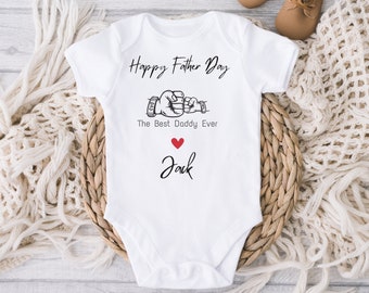 Happy Fathers Day Baby Vest Grow, Best Dad Ever, Personalised Birthday Gift, Personalised First Father's Day Baby Vest, Fathers Day Gift