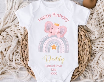 Personalised Happy Birthday Daddy Baby Vest, Happy Birthday Mummy/Nanny/Grandad Baby Grow, First Birthday As Parents, New Dad Birthday Gift