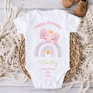 Personalised Happy Birthday Daddy Baby Vest, Happy Birthday Mummy/Nanny/Grandad Baby Grow, First Birthday As Parents, New Dad Birthday Gift