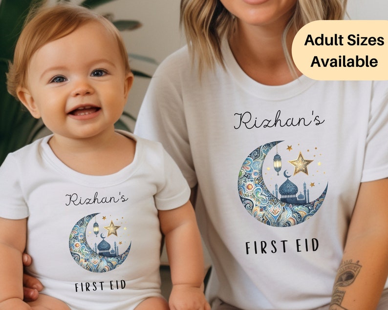 Personalised First Eid Ramadan Mubarak Baby Bodysuit, First Eid Sleep Suit, Ramadan Baby Grow, My First Eid Mubarak, Eid Mubarak Baby Grow image 5