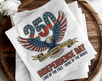 USA 250. Geburtstag Cocktailservietten, Unabhängigkeitstag Party Dekor, Amerika 2026 Feier Adler Servietten, Semiquincentennial