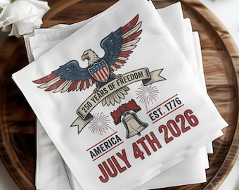 Vaterländische Cocktailservietten USA 2026, 250 Jahre Freiheit 4. Juli Partydekor, Vintage Americana Adler Liberty Bell Getränkeservietten