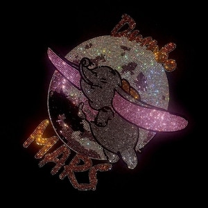 Elephan rhinestone transfer ，Design Decal for DIY ，Iron on hot fix Rhinestone Transfer Bling. DIY Rhinestone apparel，Iron on hot fix