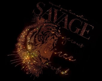 Tijger Strass Transfer Bling Hot Fix Iron on Patch Motif Design Transfer, Iron on hot fix, Tijger hoofd kussen strass overdracht