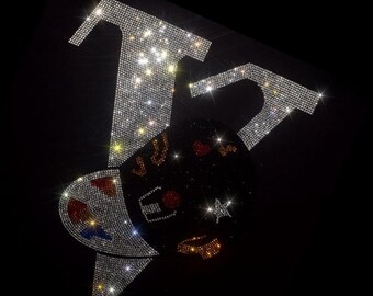 Hut Strass Transfer Bling Hot Fix Bügelbild Motiv Design Transfer