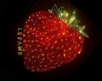 Aardbei Strass Transfer, Strass Transfer, tshirt opstrijkbare, Bling Hot Fix Opstrijkbare Patch Motif Design Transfer