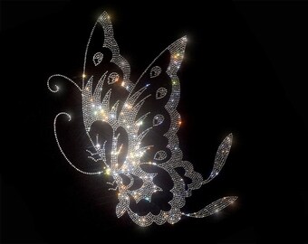 Butterfly Appliqué, Crystal Butterfly Patch, Rhinestone Butterfly Iron On Transfer, Butterfly Wings, Crystal Bling，Transfer,Iron on hot fix