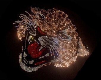 Tiger Rhinestone Transfer Bling Hot Fix Opstrijkbare Patch Motif Design Transfer, Opstrijkbare hot fix, Gezichtsmasker Strass Transfers