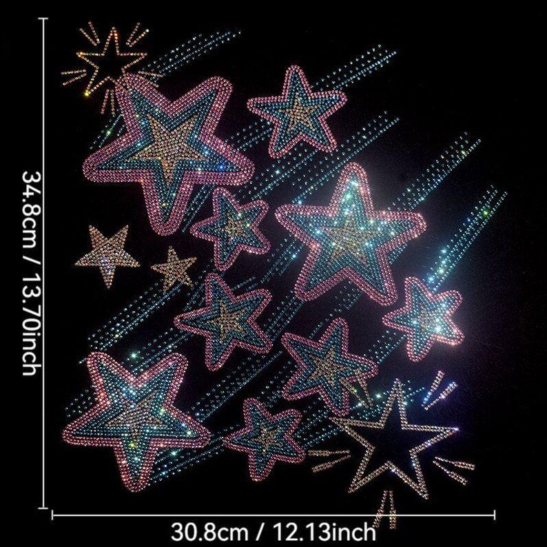 Star Rinstones Dream Star Rhinestones Iron on Heat Transfer Pattern Patch,woman Shirt ...