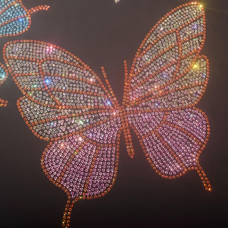 Butterfly Rhinestone Transfer, Iron on Applique, Gradient Butterfly ...