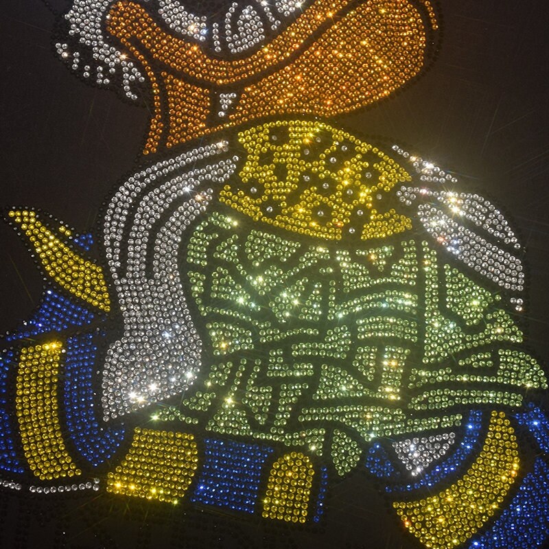 Cartoon Rhinestone Transfer Bling Hot Fix Iron on Patch Motif Design ...