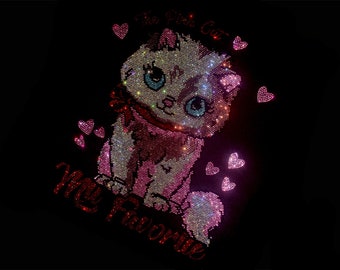 Kitten Strass Transfer, Opstrijkbare hotfix, Strass Transfer Bling Hot Fix Opstrijkbare Patch Motif Design Transfer,Crystal Bling