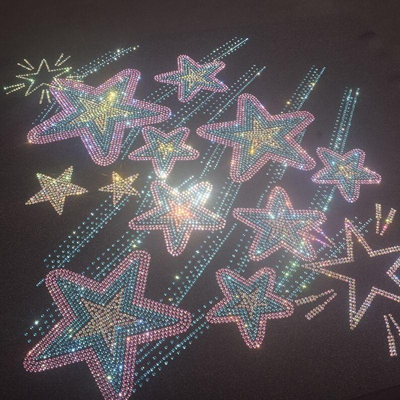 Star Rinstones Dream Star Rhinestones Iron on Heat Transfer Pattern Patch,woman Shirt ...