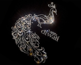 Peacock Rhinestone Transfer Bling Hot Fix opstrijkbare Patch Motif Design Transfer