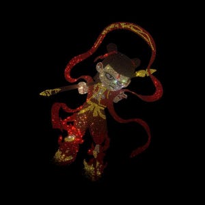 Transfert de dessin animé Fer à repasser Transfert de strass hot fix, animation chinoise ne zha transfert de strass, caractère strass, cadeau