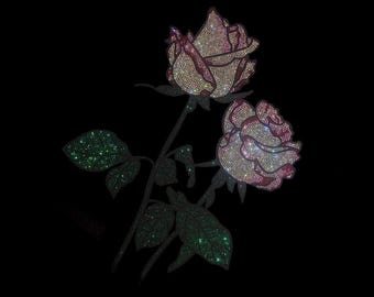 roze bloemen strassteenoverdracht ，Rose Flower Design Decal for DIY ，Iron on Rhinestone Transfer Bling. DIY-strassteen (kussenstrassteen)