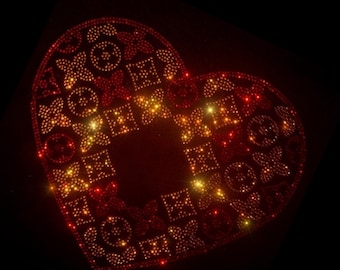 love Rhinestone Transfer Bling Hot Fix Iron on Patch Motif Design Transfer,Hotfix Rhinestone Iron On Heat Transfer Motif Double Hearts