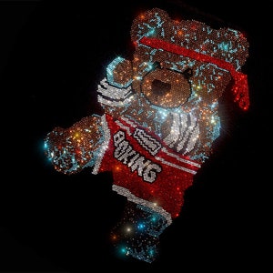 Bär Strass Transfer Bling Hot Fix Bügelbild Aufnäher Motiv Design Transfer