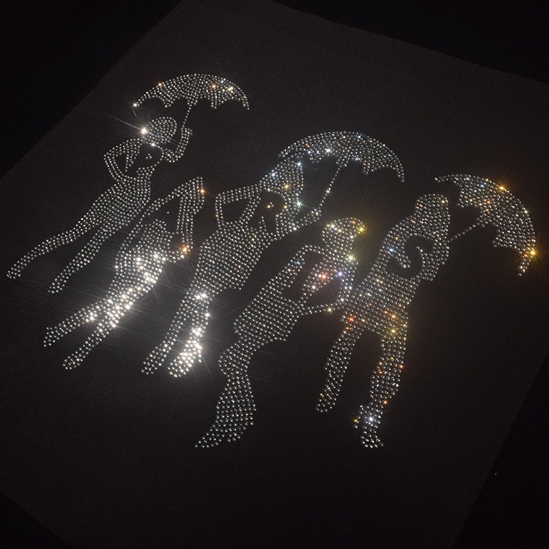 Cartoon Girl Rhinestone Iron-on Crystal Bling Transfer Applique Motif ...