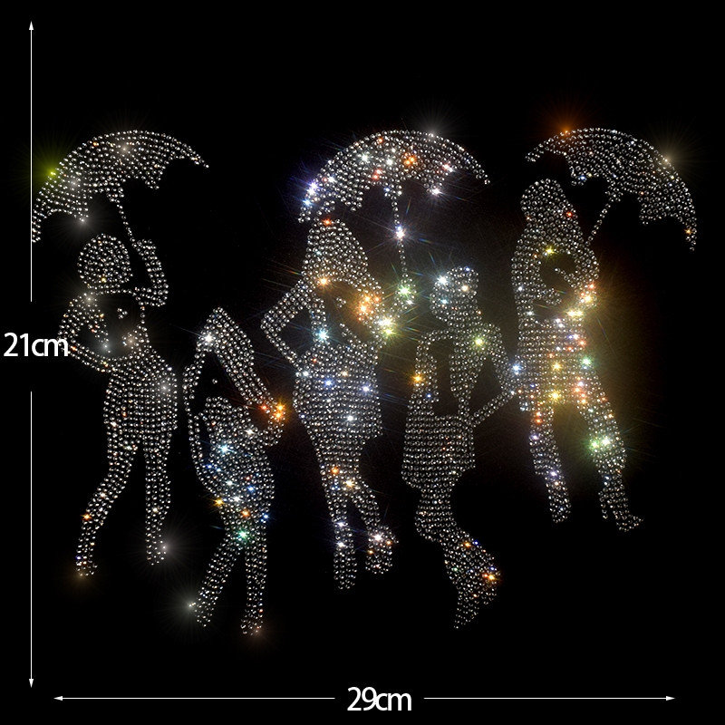 Cartoon Girl Rhinestone Iron-on Crystal Bling Transfer Applique Motif ...