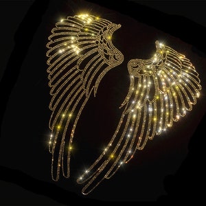Angel wings Rhinestone Transfer, Iron on hot fix, Rhinestone Transfer Bling Hot Fix Iron on Patch Motif Design Transfer