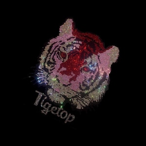 Bonito gradiente vermelho tigre cabeça strass ferro transferência, roupas femininas strass padrão de engomar, jaqueta strass design, presentes