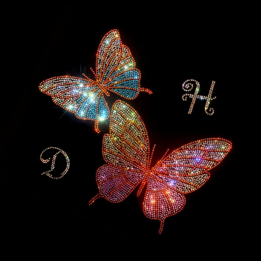 Butterfly Rhinestone Transfer, Iron on Applique, Gradient Butterfly ...