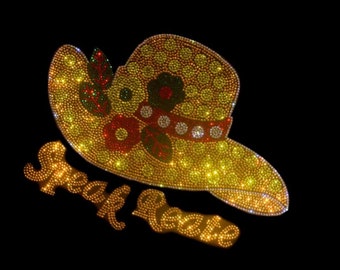 Hut Strass Applikation, Bügelbild Strass Applikation, Strass Applikation, Strass Applikation