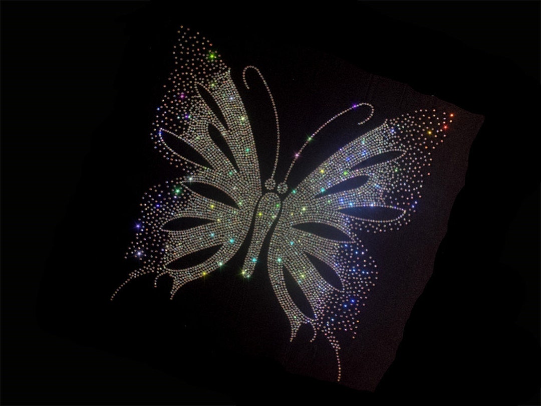 Butterfly Rhinestone Transfer, Iron on Hot Fix, Rhinestone Transfer ...