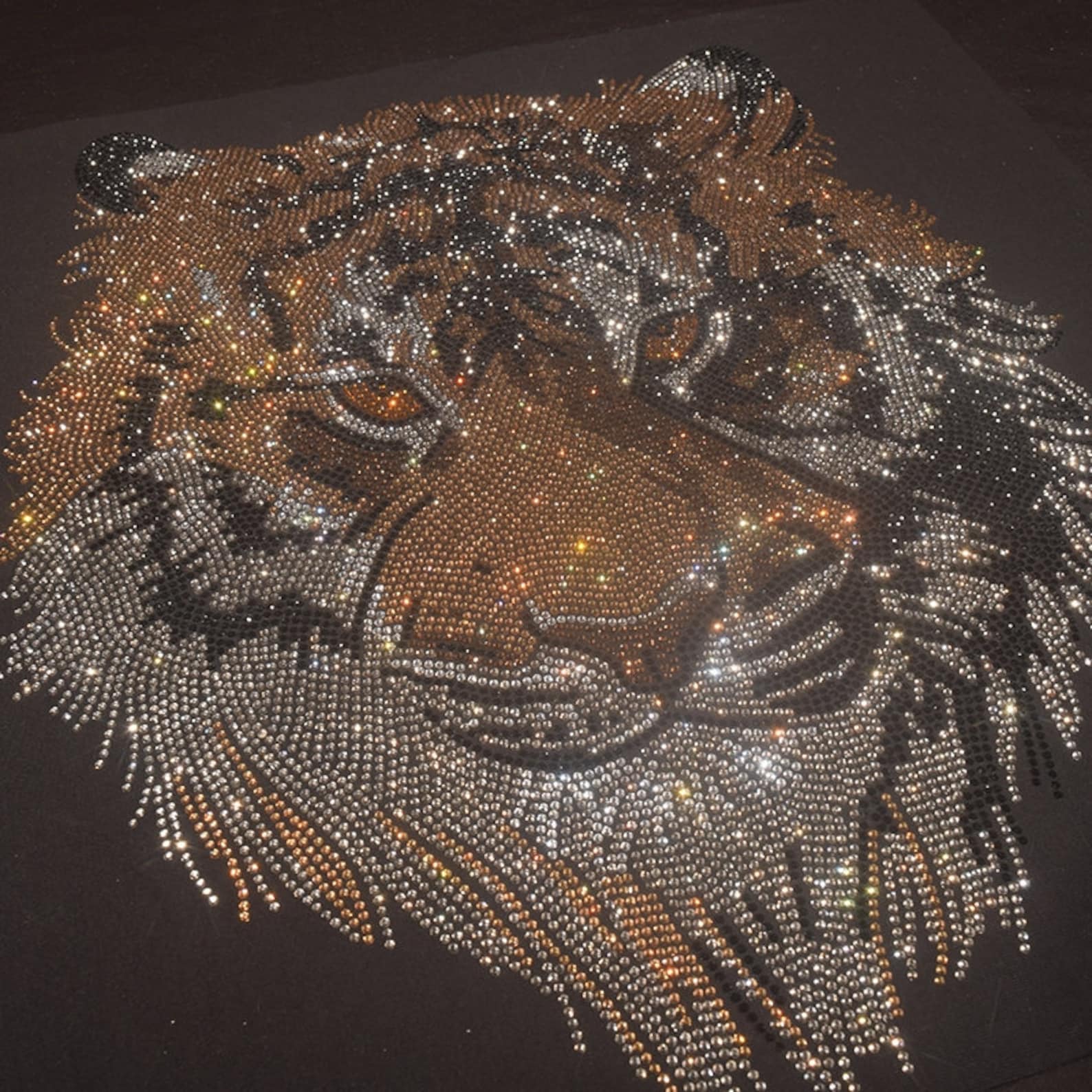 Tiger Rhinestone Tiger Rhinestone Transfer Bling Hot Fix Iron on Patch Motif Design ...
