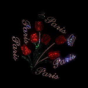 Rose Rhinestone Transfer, Iron on hot fix, Rhinestone Transfer Bling Hot Fix Iron on Patch Motif Design Transfer, Crystal Bling
